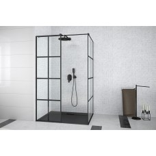 Кабіна walk in EXCEA 120x90x190 скло прозоре, чорний профіль