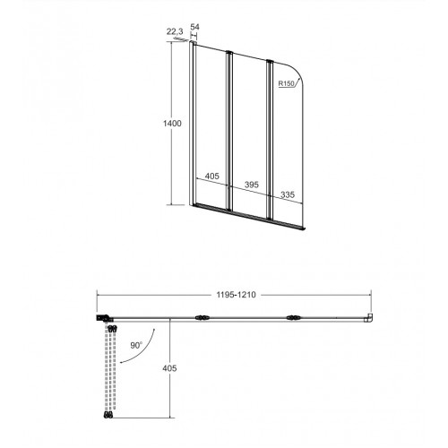 Шторка для ванни BESCO Prime- 3S 120x140