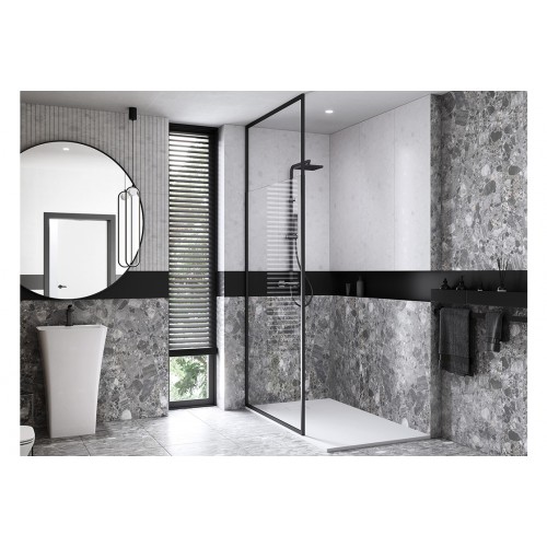 Кабіна walk in ICON 100x200 скло прозоре, профіль чорний мат