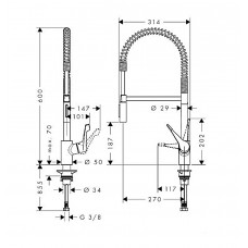 Змішувач Hansgrohe Cento XXL для кухні 2jet Semi Pro 14806000