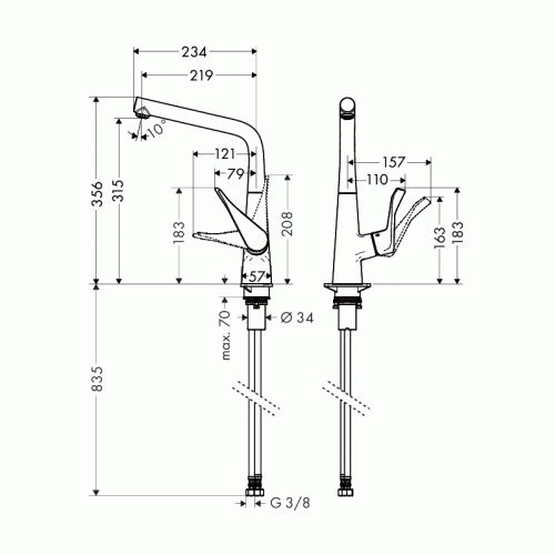 Змішувач Hansgrohe Metris 320 для кухні 14822000