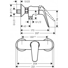 Набір змішувач Hansgrohe ів для душу Novus 70 7102+7106+26553400 20180005