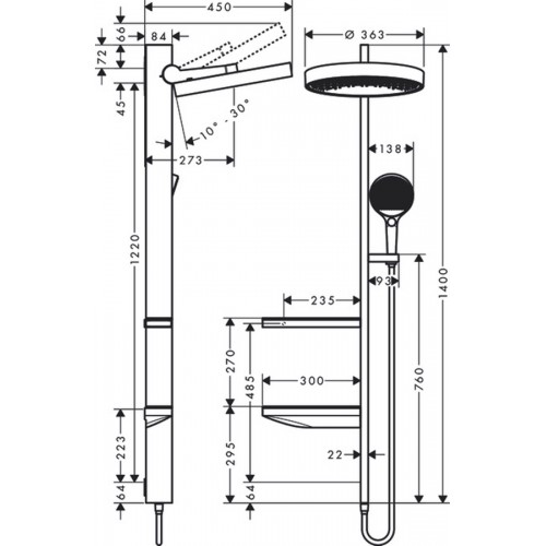 Душова система Hansgrohe Rainfinity Showerpipe 360 1jet Matt White 26842700