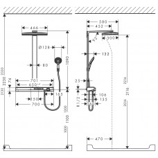 Душова система Hansgrohe Rainmaker Select Showerpipe 460 2jet з термостатом, колір білий/хром 27109400