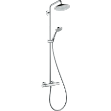 Душова система Hansgrohe Croma Air 220 1jet Showerpipe EcoSmart з термостатом та поворотним тримачем 400м хромовані 27188000