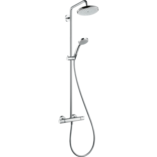 Душова система Hansgrohe Croma Air 220 1jet Showerpipe EcoSmart з термостатом та поворотним тримачем 400м хромовані 27188000