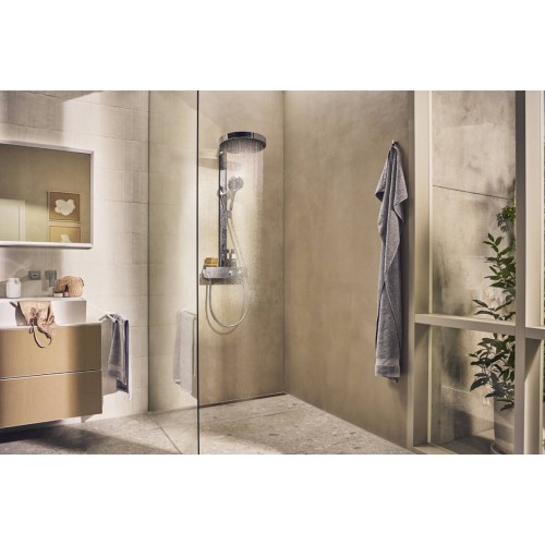Душова система Hansgrohe Rainfinity Showerpipe 250 1jet EcoSmart з термостатом ShowerTablet 350, Chrome 28742000