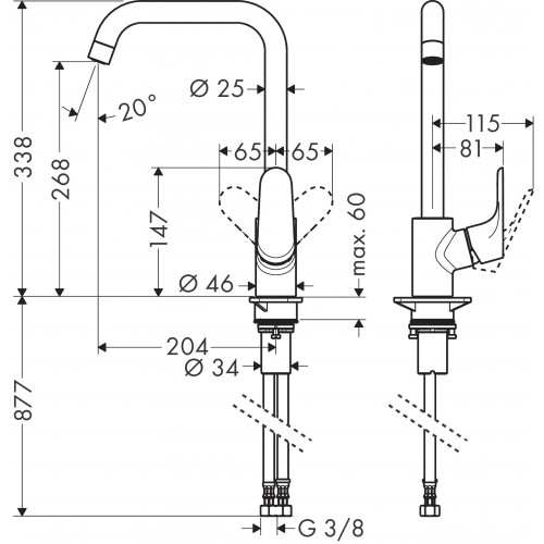 Змішувач Hansgrohe Focus 260 для кухні Matt Black 31820670