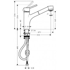 Змішувач Hansgrohe Talis S для кухні з витяжним душем 32841000