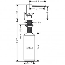 Дозатор Hansgrohe кухонний A51 для миючого засобу 500 ml врізний Matt Black 40448670