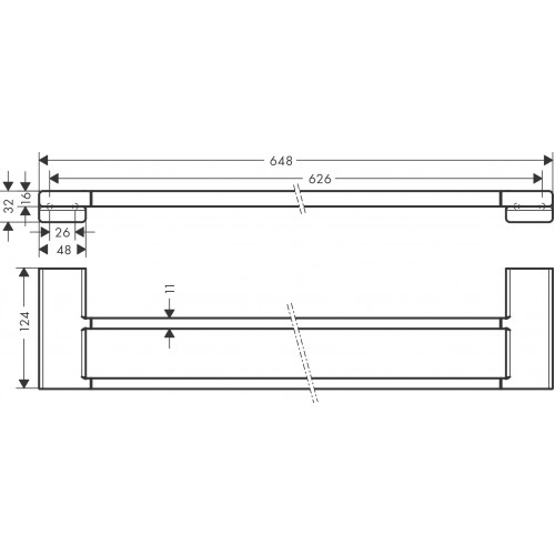 Рушникотримач Hansgrohe  подвійний 62.6/64.8 x 12.4 см Brushed Bronze 41743140