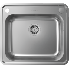 Кухонна мийка S412-F500 на стільницю 580х520 з сифон Hansgrohe ом automatic 43336800 Stainless Steel