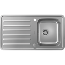 Кухонна мийка S4113-F340 на стільницю 915х505 з сифон Hansgrohe ом automatic 43337800 Stainless Steel