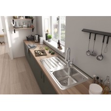 Кухонна мийка S4113-F400 на стільницю 975х505 з сифон Hansgrohe ом automatic 43338800 Stainless Steel
