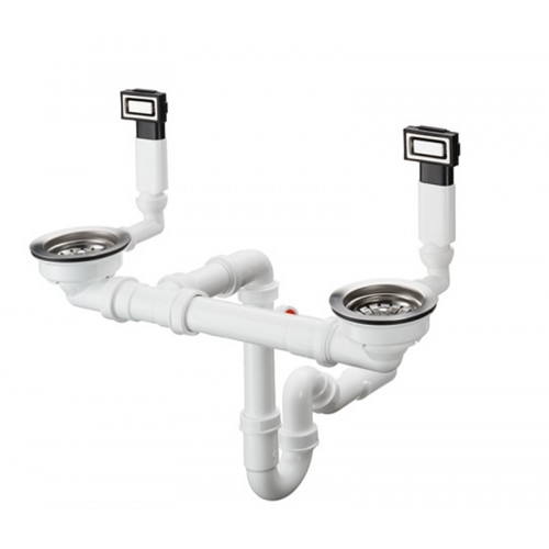 Сифон Hansgrohe  D15-10 з переливом для мийки зі сталі на дві чаші 43922800 Stainless Steel