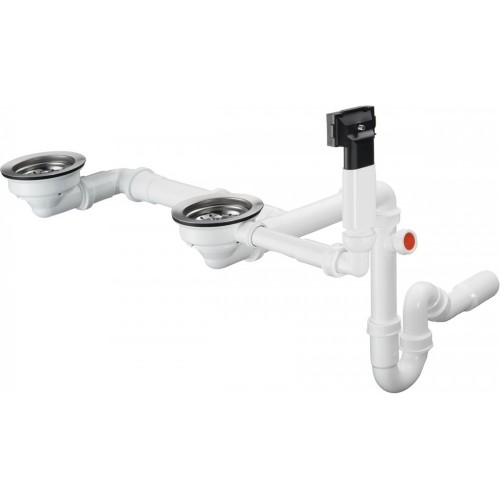 Сифон Hansgrohe  D17-10 з переливом для мийки з композиту на дві чаші 43928000