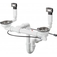 Сифон Hansgrohe  D15-12 Automatic з переливом, для мийки зі сталі на дві чаші Select 43942800 Stainless Steel