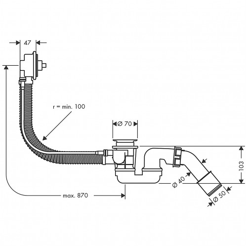 Сифон Hansgrohe  Flexaplus Basic для нестандартних ванн 58141180
