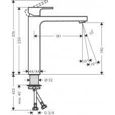 Змішувач Hansgrohe Vernis Shape 190 для умивальника без донного клапана Matt Black 71591670