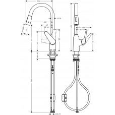 Змішувач Hansgrohe M42-H220 для кухні 2Jet з висувним вилив Hansgrohe  Hansgrohe ом, Chrome 71800000