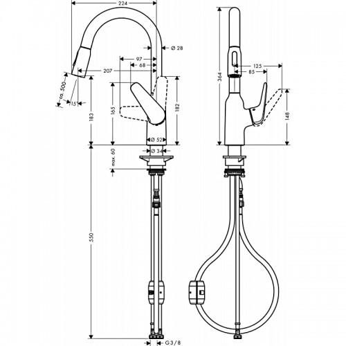 Змішувач Hansgrohe M42-H180 для кухні з висувним вилив Hansgrohe  Hansgrohe ом Stainless Steel Finish 71801800