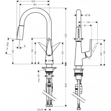 Змішувач Hansgrohe Talis S 160 для кухні з витяжним душем 72815000