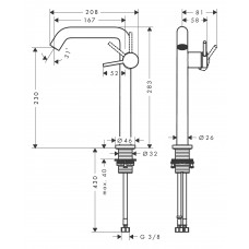 Змішувач Hansgrohe Tecturis S 240 Fine CoolStart для умивальника без донного клапана, Matt Black 73372670