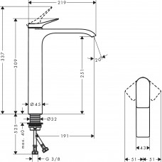 Змішувач Hansgrohe Vivenis 250 для умивальника Matt Black 75042670