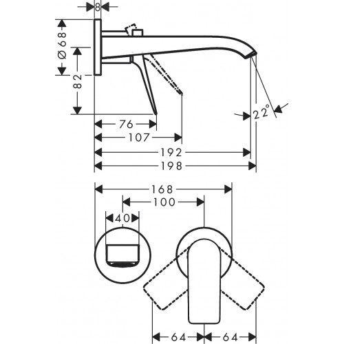 Змішувач Hansgrohe Vivenis 195 для умивальника зі стіни Matt White 75050700