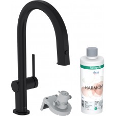 Змішувач Hansgrohe Aqittura M91 FilterSystem 210 1jet pull-out кухонний сет з Harmony 76801670 Matt Black