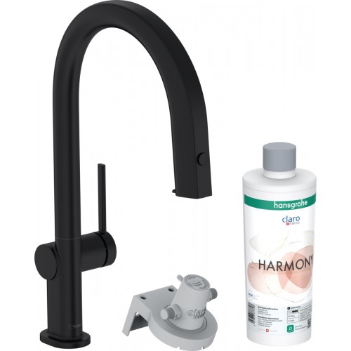 Змішувач Hansgrohe Aqittura M91 FilterSystem 210 1jet pull-out кухонний сет з Harmony 76801670 Matt Black