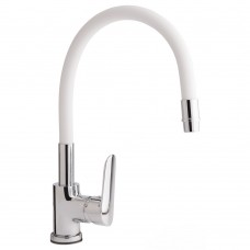 Змішувач для кухні Qtap Linea з гнучким виливом QTLINCRW007F Chrome/White