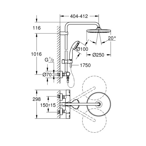 Душова система термостатична Grohe QuickFix Vitalio Start System 250 266772430