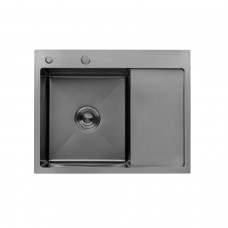 Кухонна мийка Kroner KRP Schwarze - 6350LHM PVD (3,0/1,0 мм)