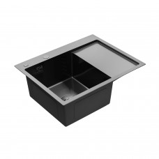 Кухонна мийка Kroner KRP Schwarze - 6350LHM PVD (3,0/1,0 мм)